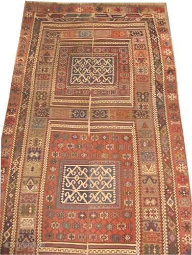 
Anatolian Rihanli Kelim circa 1865 antique. Collector's item, Size: 397 x 160 (cm) 13'  x 5' 3"  carpet ID: A-1107
Elegant design, perfect condition, soft as an handkerchief and high standard  ...