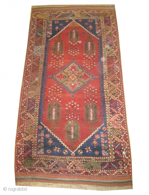 	

Anatolian Dazgir antique and signed. 298 x 159 (cm) 9' 9" x 5' 3" Carpet ID: K-3621
The knots are hand spun wool, high pile, in good condition except one corner is damaged,  ...