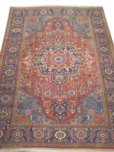 	

Serapi-Heriz Persian knotted circa in 1905 antique, collector's item, 340 x 250 (cm) 11' 2" x 8' 2"  carpet ID: P-5325
High pile, in excellent condition, very finely knotted, the black color  ...