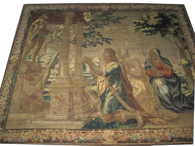 French tapestry, antique, 352 x 298 cm, ID. A-833
Historical subject, in good condition.                    