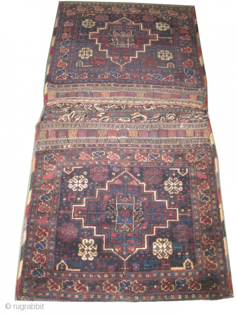 Afshar khurjin Persian circa 1915 antique. Collector's item, Size: 142 x 69 (cm) 4' 8" x 2' 3"  carpet ID: K-1597
High pile, perfect condition, the back side covered kelim is original,  ...