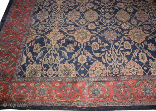 Mahal Persian circa 1925 Semi antique. Size: 503 x 360 (cm) 16' 6" x 11' 10" 
 carpet ID: P-5947
High pile, perfect condition, the warp threads are blue and beige cotton, the  ...