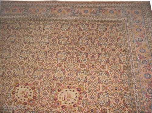 Hajikhalili Tabriz Persian circa 1920 semi antique.  Size: 452 x 340 (cm) 14' 10" x 11' 2"  carpet ID: P-5958
The background color is ivory with Herati design, the surrounded large  ...