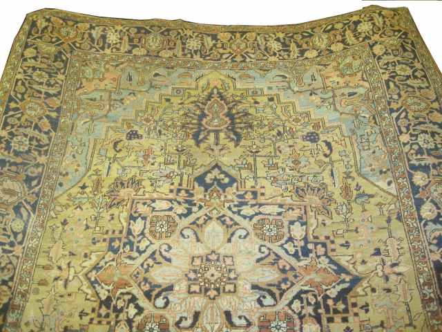 	

Serapi-Heriz Persian knotted circa in 1880 antique, collector's item, 356 x 265 (cm) 11' 8" x 8' 8"  carpet ID: P-1774
High pile, in good condition, the knots are hand spun lamb  ...