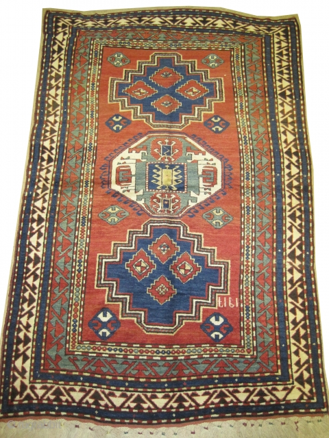 	

Lori-pambak Caucasian, dated 1917, antique. 244 x 154 (cm) 8'  x 5' 1"  carpet ID: V-54
In perfect condition, high pile, the black color is oxidized, both edges are finished with  ...
