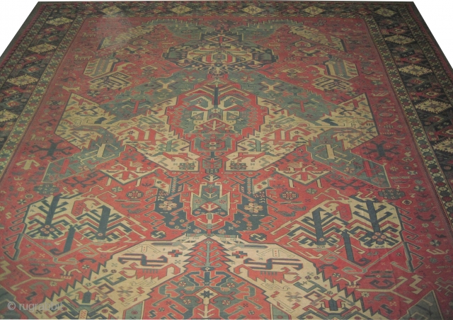 
 	
Soumak kelim Caucasian old with dragon design, over size  616 x 530 (cm) 20' 2" x 17' 5"  carpet ID: A-887
The background color is salmon, the surrounded large border  ...