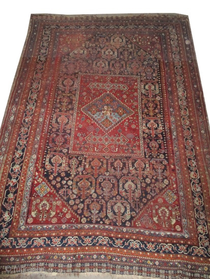 
	

Qashqai Persian, knotted circa in 1910 antique, collector's item,  260 x 185 (cm) 8' 6" x 6' 1"  carpet ID: K-4164
The knots, the warp and the weft threads are hand  ...