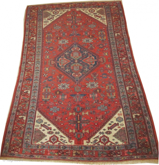 

Hamadan Persian antique, 134 x 200 cm, ID: BRDI-80
The black knots are oxidized, the warp and the weft threads are hand spun wool, the edges are woven with 1cm kilim, the background  ...