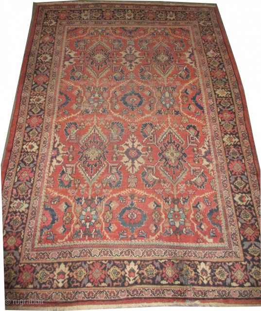 Mahal Persian knotted circa in 1920 antique, 310 x 218 (cm) 10' 2" x 7' 2" 
 carpet ID: P-4659
The black knots are oxidized, the knots are hand spun wool, all over  ...