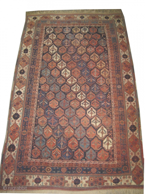  	

Afshar Persian knotted circa in 1880 antique, 254 x 165 (cm) 8' 4" x 5' 5"  carpet ID: K-1232
The black color is oxidized, the warp and the weft threads are  ...