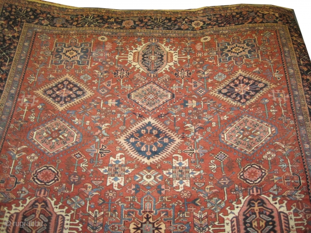 

	

Karadja Persian knotted circa in 1922 antique, 382 x 290 (cm) 12' 6" x 9' 6" 
 carpet ID: P-5821
The black knots are oxidized, the knots are hand spun lamb wool, allover  ...