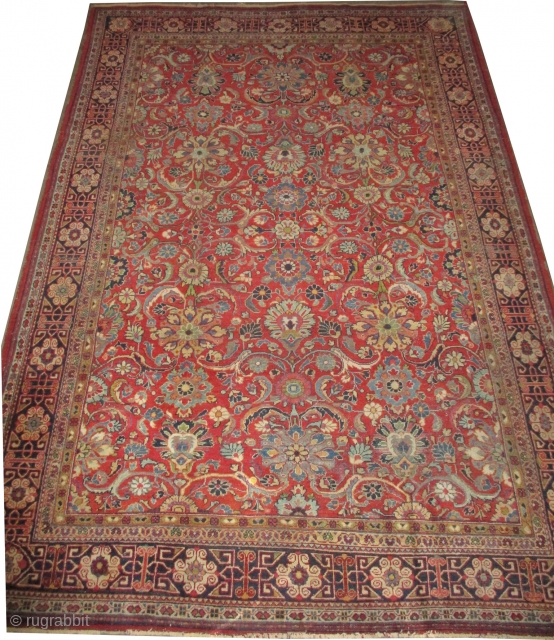 
Mahal Persian knotted circa in 1922 antique, 337 x 237 (cm) 11' 1" x 7' 9"  carpet ID: P-1730
The black knots are oxidized, the knots are hand spun lamb wool, the  ...