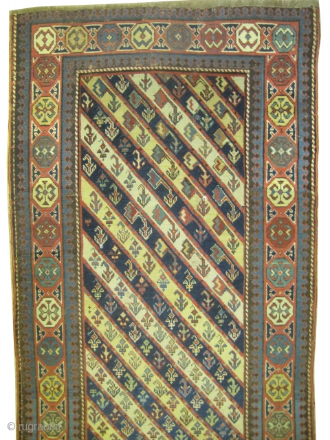 
Gendja Caucasian knotted circa in 1860 antique, collector's item. 470 x 96 (cm) 15' 5" x 3' 2"  carpet ID: K-4988
The brown color is oxidized. The knots, the warp and the  ...