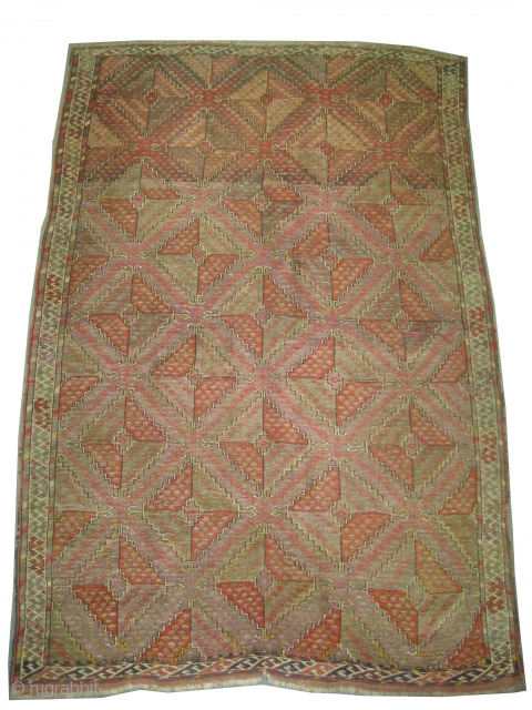 	

Beshir Turkmen knotted circa in 1905 antique,  212 x 144 (cm) 6' 11" x 4' 9"  carpet ID: K-593
The black color is oxidized, the knots are hand spun wool, allover  ...