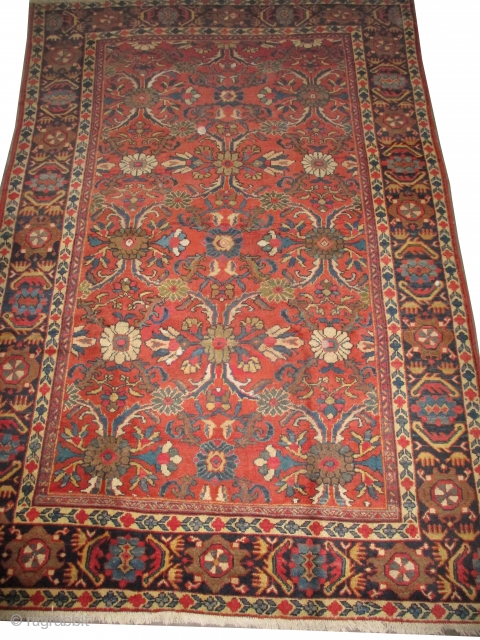 
Mahal Persian knotted circa in 1930 semi antique, 305 x 202 (cm) 10'  x 6' 7" 
 carpet ID: P-1498
The black knots are oxidized, the knots are hand spun wool, allover  ...