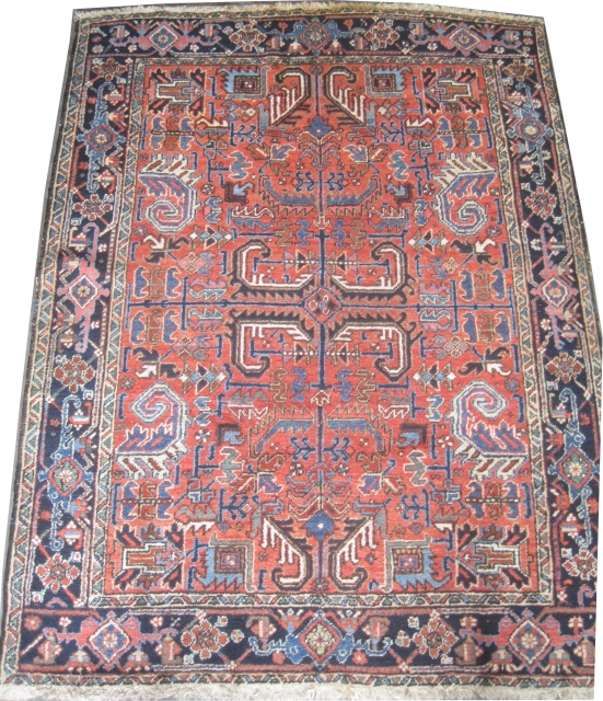 
Heriz Persian knotted circa in 1920 antique, 252 x 192 (cm) 8' 3" x 6' 4"  carpet ID: P-729
The black knots are oxidized, the knots are hand spun lamb wool, the  ...