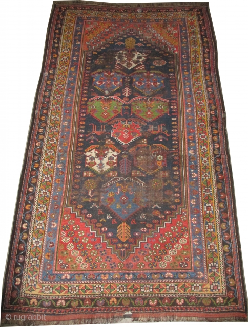 
	

Persian tribal. 282 x 162 (cm) 9' 3" x 5' 4" 
 carpet ID: K-3438
The black knots are oxidized. The knots, the warp and the weft threads are mixed with hand spun  ...