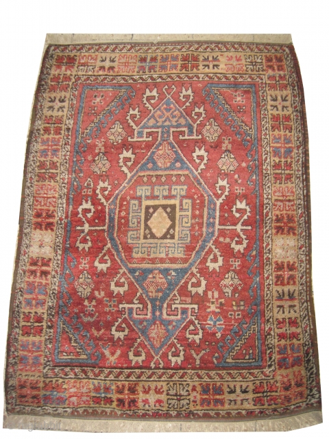 
Bergama Anatolian, knotted circa 1880 antique, collectors item, 174 x 134 cm, ID: K-1229
The black knots are oxidized. The knots, the warp and the weft threads are hand spun lamb wool. The  ...