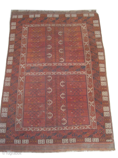


Engsi Turkmen, knotted circa 1875 antique, collectors item, 138 x 191 cm, ID: HGW-4
Both edges are finished with 4 to 8cm kilim, the shirazi borders are woven on two lines with goat  ...