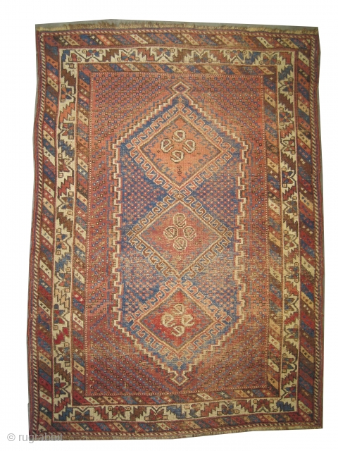 
Afshar Persian, knotted circa 1900 antique, 172 x 122 cm, ID: K-3521
The black knots are oxidized, the knots are hand spun wool, the warp and the weft threads are 100% wool, the  ...