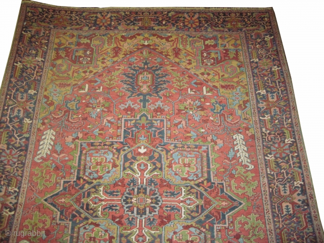 Heriz Persian knotted circa in 1926,  350 x 237 (cm) 11' 6" x 7' 9"  carpet ID: P-1076
The black knots are oxidized, the knots are hand spun wool, the background  ...