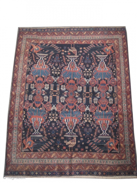 
Afshar Persian knotted circa in 1925 semi antique, collector's item,  194 x 152 (cm) 6' 4" x 5'  carpet ID: K-4277
The black color is oxidized, high pile, in perfect condition,  ...