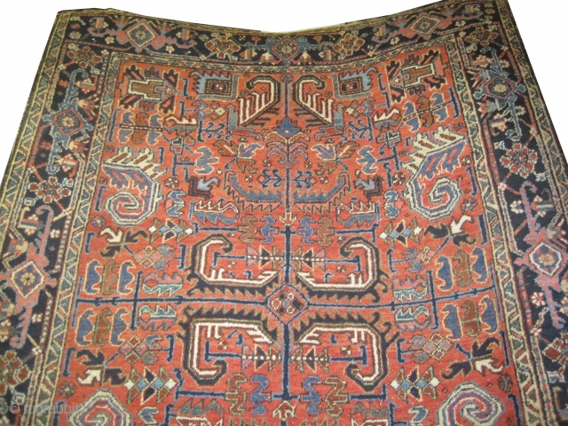 


Heriz Persian, knotted circa in 1921 antique, 252 x 192 (cm) 8' 3" x 6' 4"  carpet ID: P-729
The black knots are oxidized, the knots are hand spun lamb wool, the  ...