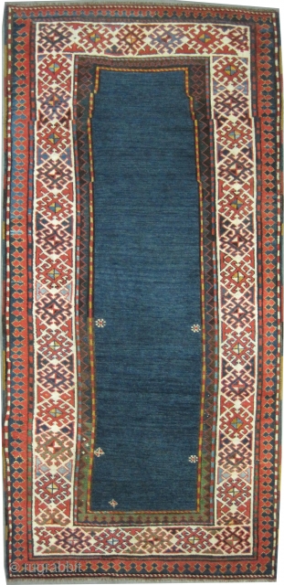  	

Talish Caucasian knotted circa in 1885 antique. 213 x 105 (cm) 7'  x 3' 5"  carpet ID: K-4096
The black knots are oxidized, the warp and the weft threads are  ...