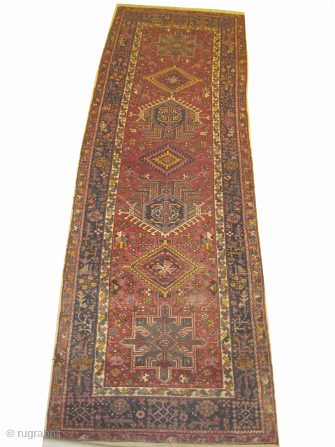 


Karadja Persian, semi antique, 110 x 333 cm, ID: SRO-19
The knots are hand spun wool, the black knots are oxidized, the background color is warm rust with seven medallions, the surrounded large  ...