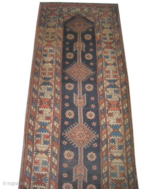 


Louri Kurd Persian, knotted circa 1905, antique, collector's item, 116 x 480 cm, ID: K-3345 
Vegetable dyes, the black knots are oxidized, the knots are hand spun wool, geometric design, the warp  ...