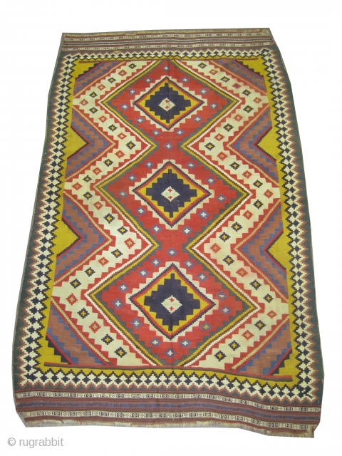  	




Qashqai Kelim Persian, semi antique in good condition, geometric design and in its original shape. Size: 263 x 162 (cm) 8' 7" x 5' 4" CarpetID: A-336     