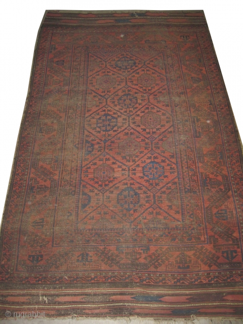 Belutch Afghan Persian knotted circa in 1925 antique, 289 x 173 (cm) 9' 6" x 5' 8" 
 carpet ID: LF-3
The black knots are oxidized, the knots, the warp and the weft  ...