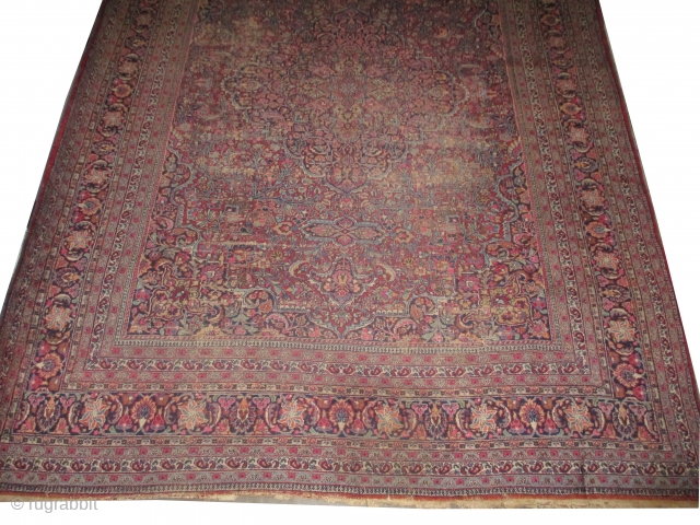 
Khorasan Persian old, 430 x 314 (cm) 14' 1" x 10' 4"  carpet ID: P-5199
The knots are hand spun wool, the black knots are oxidized, the background is rust, the center  ...