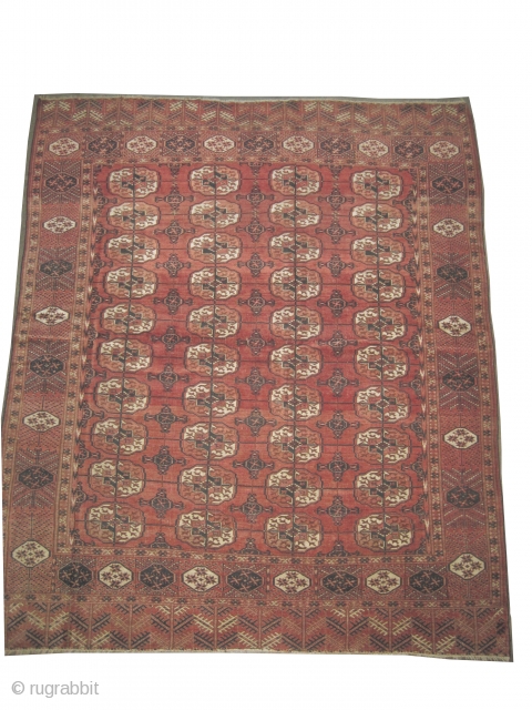 
Tekke Boukhara Turkmen, knotted circa in 1840, antique, collectors item, 224 x 188 (cm) 7' 4" x 6' 2"  carpet ID: P-5124
The knots are hand spun lamb wool, the warp and  ...