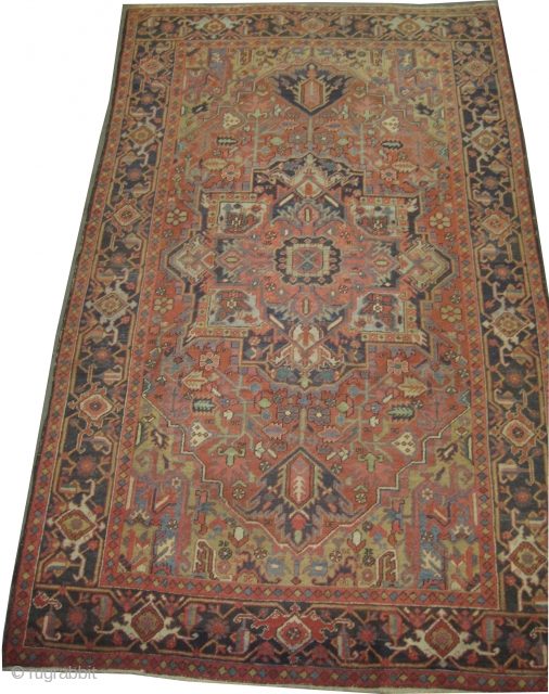 


	

Serapi-Heriz Persian, knotted circa in 1895 antique, collector's item,  345 x 200 (cm) 11' 4" x 6' 7"  carpet ID: P-2976
The black knots are oxidized, the knots are hand spun  ...