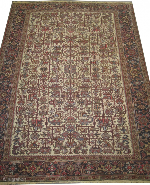 


Heriz Persian knotted circa in 1922  338 x 247 (cm) 11' 1" x 8' 1"  carpet ID: P-3457
The black knots are oxidized, the knots are hand spun wool, all over  ...
