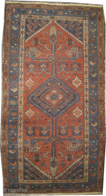 
Hamadan Persian knotted circa in 1918 antique, 190 x 106 (cm) 6' 3" x 3' 6"  carpet ID: K-2089
The black knots are oxidized, the knots are hand spun wool, the background  ...