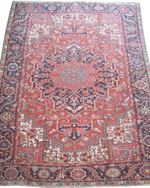 


Serapi Heriz Persian knotted circa in 1905 antique, collector's item, 319 x 240 (cm) 10' 6" x 7' 10"  carpet ID: P-2433
The knots are hand spun lamb wool, the black knots  ...