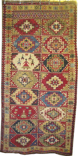 

Balikeshir Anatolian, knotted circa 1880, antique, collectors item, 127 x 250 cm,  ID: K-2475
The black knots are oxidized, the warp and the weft threads are 100% wool, the knots are hand  ...