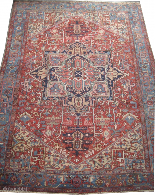 


Serapi Heriz Persian knotted circa in 1906 antique, collector's item, 344 x 250 (cm) 11' 3" x 8' 2"  carpet ID: P-2399
The black knots are oxidized, the knots are hand spun  ...