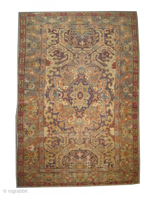 Kayseri Turkish, knotted circa 1930, collectors item,189 x 132 cm,  ID: SA-1236
The background color is ivory, allover design with Armenian dragon, the surrounded large border is terracotta, the knots are hand  ...