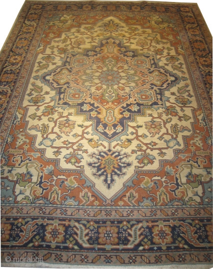



Swiss Knotted carpet circa in 1940 old, 284 x 198 (cm) 9' 4" x 6' 6"  carpet ID: FM-6
Knotted with hand spun wool by Swiss artist, the background color is ivory,  ...