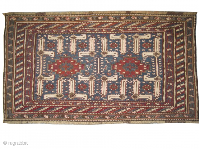 Soumak side panel, Caucasian antique, 1870, carpet ID: A-873
Size: 107 x 60 (cm) 3' 6" x 2' feet, acceptable condition, hand spun wool, the white color is cotton, fine woven with Soumak  ...