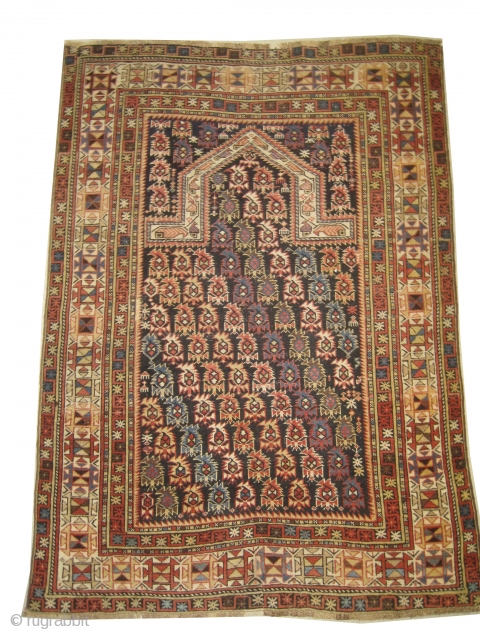 Marasali prayer Caucasian knotted circa 1915 

Antique, collector's item, Carpet ID: AZ-2731 
the knots are hand spun wool, the warp and the weft threads are 100% wool, vegetable days, the black color  ...