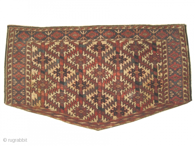 Yemouth Osmalduk turkmen 1880, antique, collector's item, Size: 121 x 67 (cm) 4'  x 2' 2" feet, CarpetID: JR-1.
The knots are hand spun lamb wool, vegetable dyes, the black color is  ...
