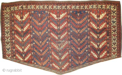  	
Yemouth Osmalduk, antique, 1870. CarpetID: K-1308. Size: 124 x 75 (cm) 4' 1" x 2' 6" feet.
Collector's item. Minor used places, vegetable dyes, the warp and the weft threads are 100%  ...
