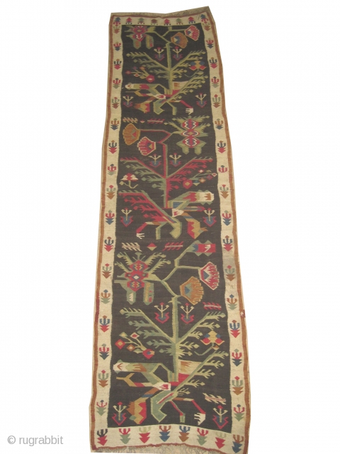 
Bessarabian kilim woven circa in 1910 from Art-Deco period, antique, Size: 320 x 83 (cm) 10' 6" x 2' 9"  carept ID: A-471
Woven with hand spun 100% wool, the background is  ...