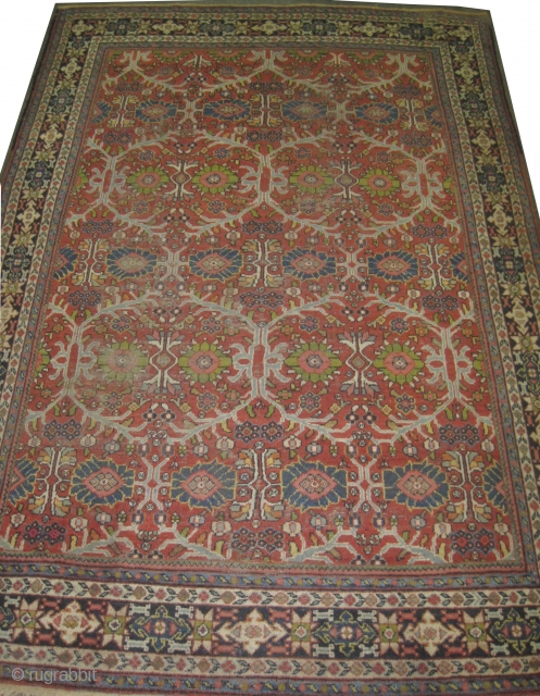 Mahal Persian knotted circa in 1905  antique 390 x 254 (cm) 12' 9" x 8' 4"  carpet ID: P-3941
The knots are hand spun wool, the black knots are oxidized, the  ...