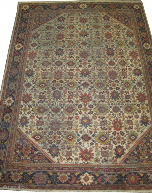 Mahal Persian, knotted circa in 1912 antique, 336 x 247 (cm) 11'  x 8' 1"  carpet ID: P-5034
The knots are hand spun wool, the black knots are oxidized, the edges  ...