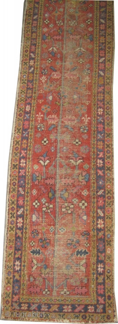 Heriz Persian knotted circa in 1910 antique, 261 x 62 (cm) 8' 7" x 2'  carpet ID: K-2374
The black knots are oxidized, the knots are hand spun wool, the selvages are  ...